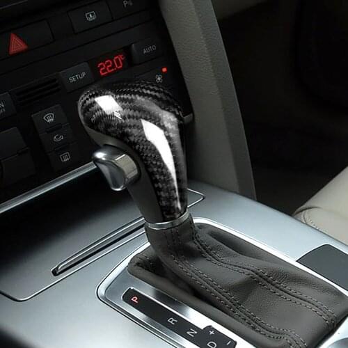 For Audi A6 C6 A4 B7 A5 Q5 Q7 AT Shift Knob Head Cover Real Carbon Fiber Car Accessories 2005-2012