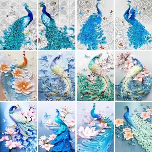 EverShine Diamond Mosaic Animals Cross Stitch Diamond Painting Full Square Peacock Picture Rhinestones Bead Picture Kits Gift