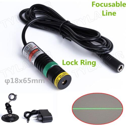 Focusable D18*65 520nm 10mw 20mw 30mw 50mw 80mw Laser Line Module (FREE with EU Adapter ) for Wood Cutting