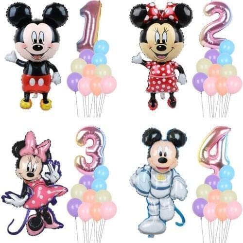 1Set Disney Mickey Minnie Mouse Number Foil Balloons Birthday Party Decorations Kids Birthday Party Decor Baby Shower Balloon