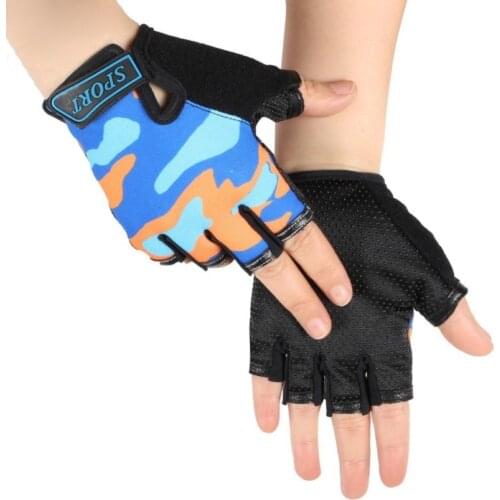 Camouflage Kids Outdoor Sport Cycling Anti-slip Shockproof Half Finger Gloves Breathable Anti-shock Sports Gloves Bike Glove