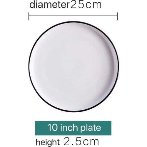 6/8/10inch Nordic ceramic color simple plates round pasta pizza breakfastPan household pendulum breakfast tray cake plate