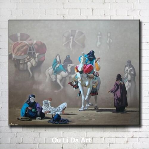Classical figures Arab desert camel landscape oil paintings canvas printing printed on canvas wall art decoration picture