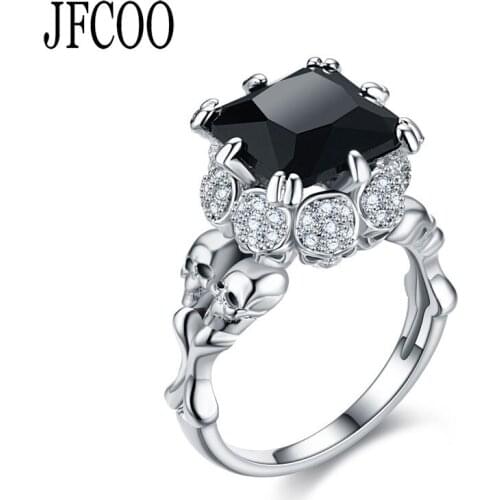Ring Skull Ring Silver Color Wedding & Engagement Crystal Ring