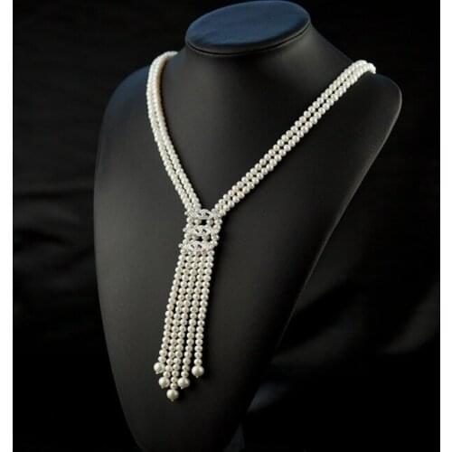 Multistrand Pearls Necklace Fashion Natural Pearl Long Necklace Pearl Jewelry Double Strands Winter Sweater Necklace Women Gifts