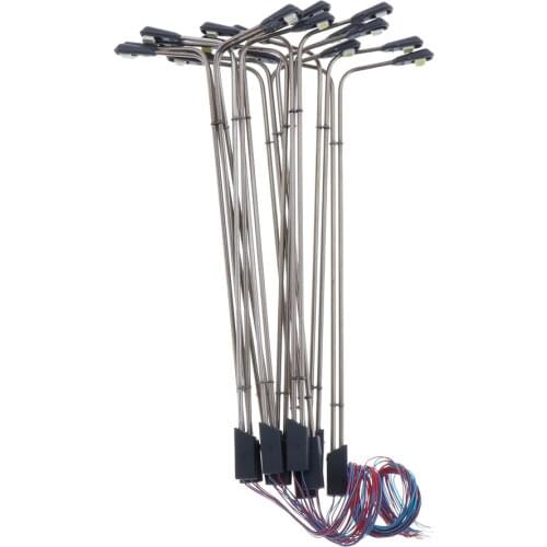 10pcs Model Railway Train Model Street Lights LED Dual Lampposts HO Scale LEDs Dual Heads 3V