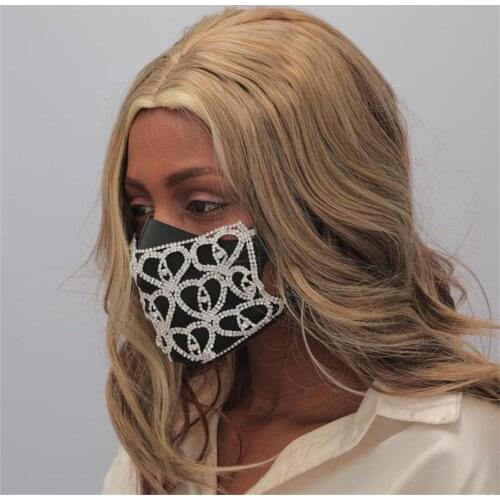 Fashion Heart-shaped Shiny Rhinestone Face Mask Decoration Sexy Ladies Nightclub Stage Party Crystal Mask Face Accessories Gift