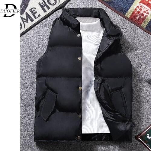 Men Vest Jackets Cotton Padded Winter Jacket Coat 2021 New Mens Warm Outwear Solid Color Zipper Thick Sleeveless Coats Men Parka
