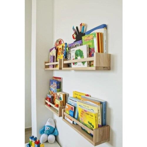 Childrens Room Wall Shelf Wooden Bookshelf Shelf 4 Pieces