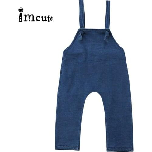 2019 New Summer Casual Bandage Toddler Kids Baby Girls Clothes Jeans Denim Rompers Jumpsuits Playsuit Outfits Overalls 1-6Y