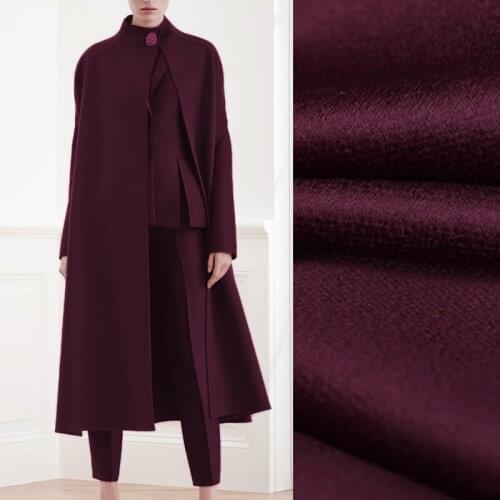 Quality 155CM Wide 750G/M Weight Dark Purple Double-faced Water Wave Cashmere Wool Autumn and Winter Overcoat Fabric DE1154
