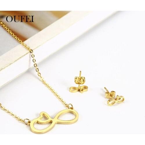 OUFEI Endless Geometric Charm Necklace And Earring Set Stainless Steel Jewelry For Woman Vogue 2019 Jewelry Accessories