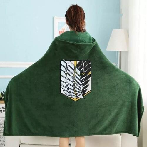 2021 Attack On Titan Flannel Blanket Cloak Shingeki No Kyojin Survey Corps Cape Cloak Cosplay Costume Hoodie With Real Photos