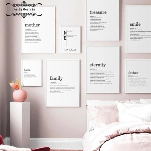 Home Family Smile Definition Quotes Nordic Posters and Prints Wall Art Canvas Painting Wall Pictures for Living Room Decor
