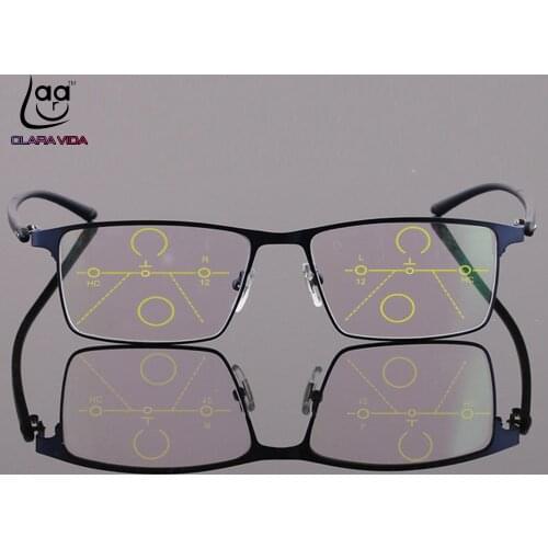 CLARA VIDA = Progressive Multifocal Reading Glasses Full-rim Titanium alloy Glasses frame See Near And Far TOP 0 ADD +0.75To +4