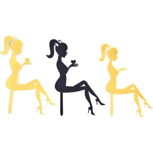 Pink/Black/Gold Acrylic High Heels Lady Girl Cake Topper Weddding Decoration Cupcake Topper Dessert Sign Party Supplies