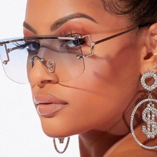 JackJad 2020 Fashion Unique Cool Rimless Shield Style Sunglasses Women Vintage ins Brand Design Sun Glasses Oculos De Sol 8821