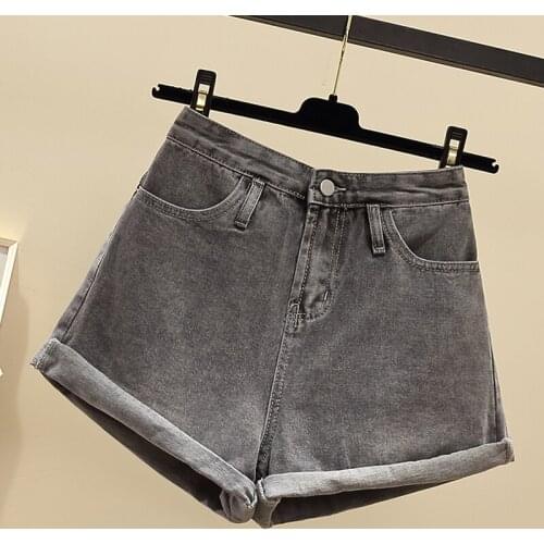 ZB4106 2020 summer new women fashion big size high waist show slim wide leg Curled-edge denim shorts cheap wholesale