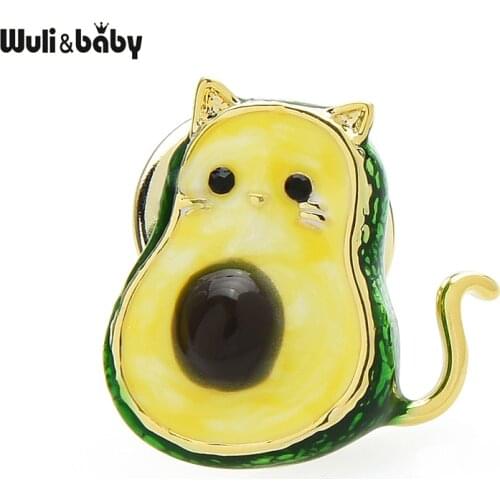 Wuli&baby Lovely Enamel Avocado Fruits Collar Pins For Women Beauty Suits Shirt Bags Brooch Pins Gifts