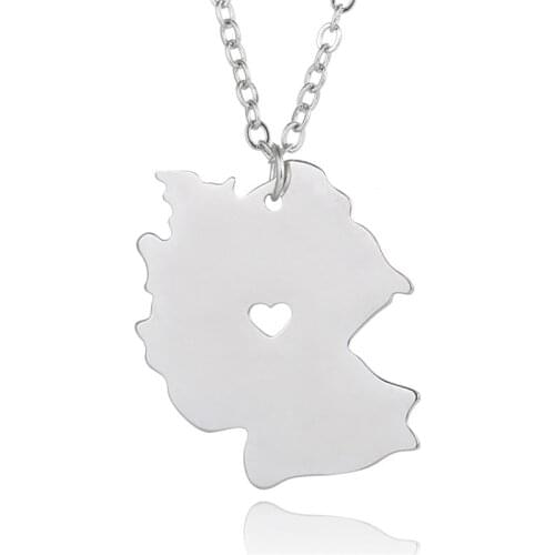 Elfin 2019 Trendy Stainless Steel Germany Map Necklace High Quality Germany Map Heart Pendant Necklace Women Map Jewellery Gift