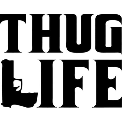 15.2CM*11.6CM Thug Life Sticker Tupac Gangster Funny Hater Shakur Car Gun Decals Car Sticker And Styling Black Sliver C8-1052