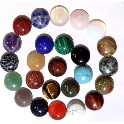 16mm Natural Gem Stone Quartz crystal malachite opal Round Cabochon for diy Jewelry Pendant Necklace Earrings Accessories 50pcs