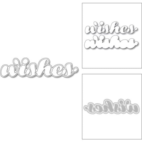 2020 New English Letter Sentiment Words Wishes Layered Metal Cutting Dies For Scrapbooking Greeting Card Paper Making No Stamps