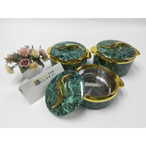 3Pcs/ Set Marble Green Stainless Steel Food Warmer Container Lunch Box Freshness Preservation Portable Storage For Party