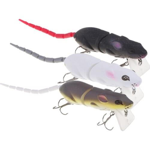 3pcs Lifelike Rat Fishing Lures Mice Baits Topwater Hollow Body Lures with Long Tail 15cm