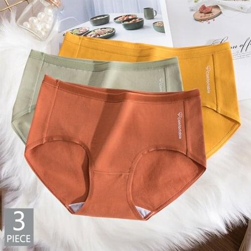 3pcs/Pack! Low Waist Cotton Women Briefs Comfortable Solid Color Panties