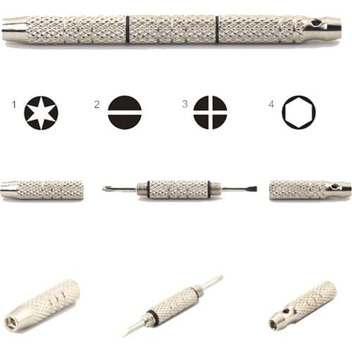 4 in 1 Screwdriver Watch Eyeglass Repair Tools Aluminum Steel Portable Mini Tool