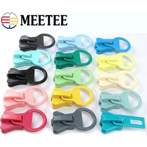 Meetee 5pcs 20# Zipper Slider for Resin Zips Plastic Non-locking Coil Zipper Head Repair Kit DIY Tent Large Zip Piller Accessory
