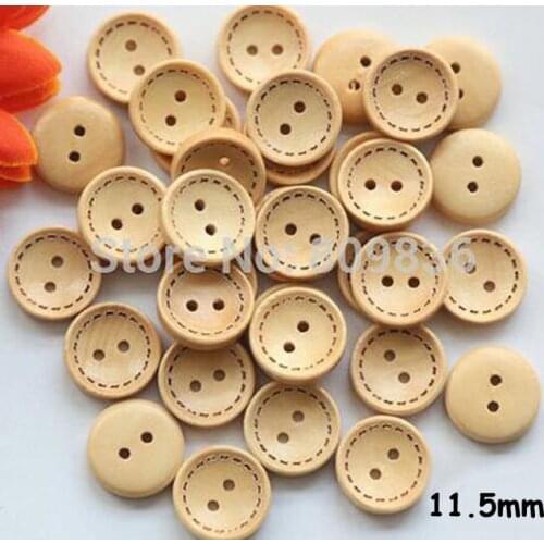 50pcs/lot Size:11.5mm Vintage 2 holes Natural Color Button Wooden Buttons for Sewing Garment Buttons (kk-1005)