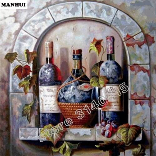 5D Diamond Embroidery Red Wine DIY Diamond Painting 5D Cross Stitch Square Rhinestone Decoration Gift BAC019