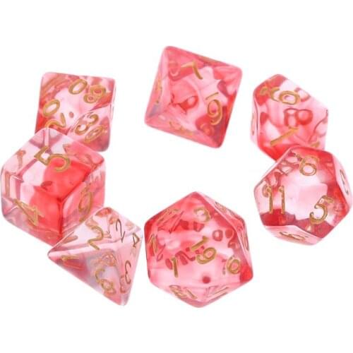 7pcs/set Transparent Sided Dice D4 D6 D8 D10 D12 D20 Dungeons & Dragon D&D RPG Poly Table Board Games Toy
