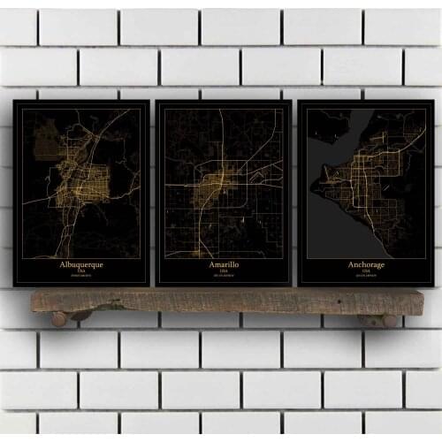 Albany Albuquerque Amarillo Anchorage Asheville Atlanta Austin Baltimore Boise Boston Buffalo Casper Charleston USA Map Poster