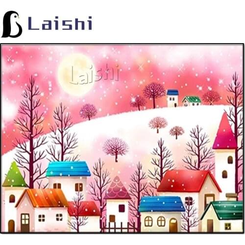 Diamond Painting Childrens gifts Handmade Cartoons Colorful House Snow Needlework Artwork Hobby Rhinestone Diamond Embroidery