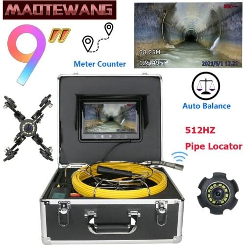 Auto Self Leveling 512hz locator sonde camera pipe inspection camera drain sewer Meter Counter camera 9 inch monitor