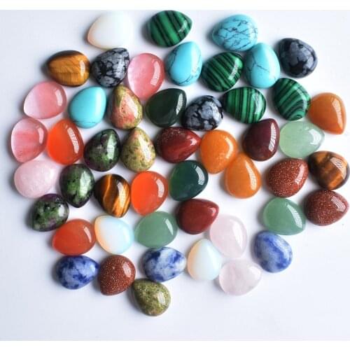 Free shipping 50pcs/lot Wholesale 8x10mm assorted natural stone water drop CAB CABOCHON beads for jewelry accessories making
