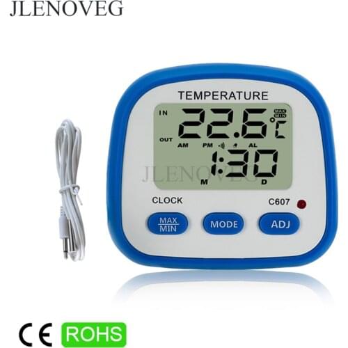 C / F Indoor Outdoor LCD Digital Thermometer Temperature Time Date Clock Cooking Alarm Meter Tester Weather Station
