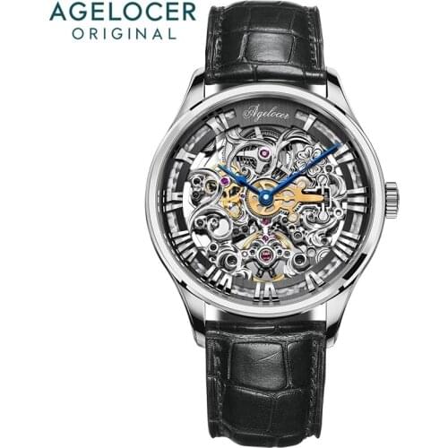 AGELOCER Luxury Automatic Skeleton Mens Watch Mechanical Movement Sport Man Sapphire Top Brand Watches Mens 2020 montre homme
