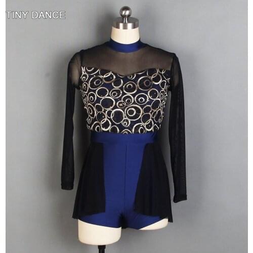 Child & Adult Black Long Sleeve Mesh and Sequin Bodice Ballet Dress Lyrical and Contemporary Dance Costume 11 Sizes 19050