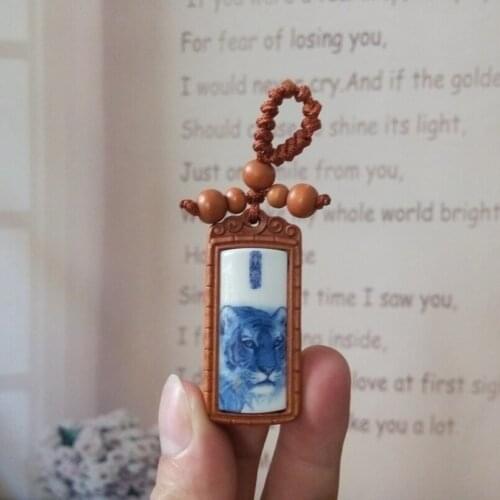 Wood ceramic Wood carving pendant Animal tiger horse dog Ornaments(A473)