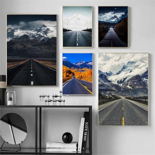 Road Mountain Peak Photograph Poster Canvas Painting Fresh Scenery Modern Minimalist Wall Art Pictures Dormitory Home Decor