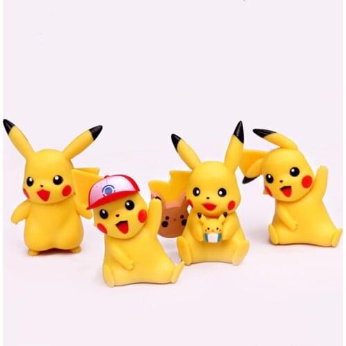4Pcs/Set TAKARA TOMY Pokemon Action Figures Pet Elf Pikachu Dolls Collectible Model Toys Decoration Kids Christmas Gift