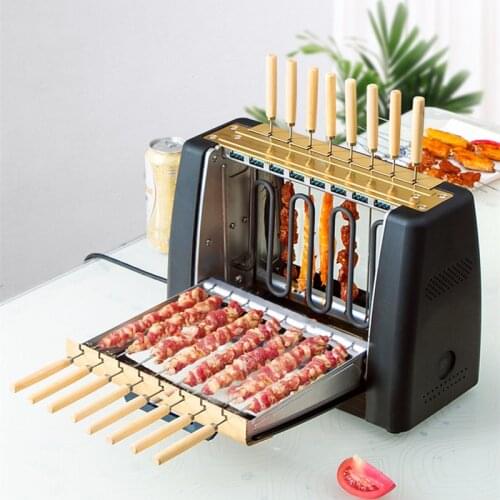 220V Electric Oven Smokeless BBQ Grill Automatic Rotating Barbecue Skewer Grilled Kebab Machine Grill Electric Indoor Grill