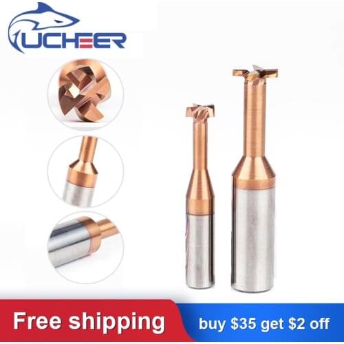 UCHEER 1pc Shank T Type Grooving Milling Cutter 4 6 8 10mm Tungsten Steel Slotting Router Bits CNC Tool Endmill