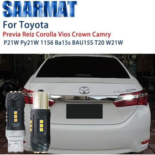 2X P21W Py21W 1156 Ba15s T20 W21W for Previa Reiz Corolla Vios Crown Camry Reversing Light Turn Signal Headlight Rear Fog Light