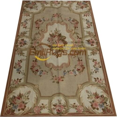 Needle-point Carpets Are Good Home Decor For Handmade Wool Ornate Aubussen Needle Point Area Rug In France Wool Knitting Carpets