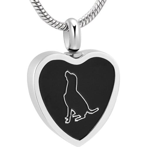 IJD12437 Stainless Steel Pattern Dog Heart Shape Cremation Memorial Pendant for Ashes Urn Keepsake Souvenir Necklace Jewelry